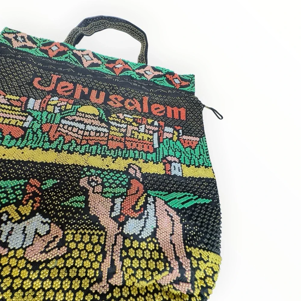Jerusalem Beaded Cultural Tote Bag Embellished Casual Authentic from Israel